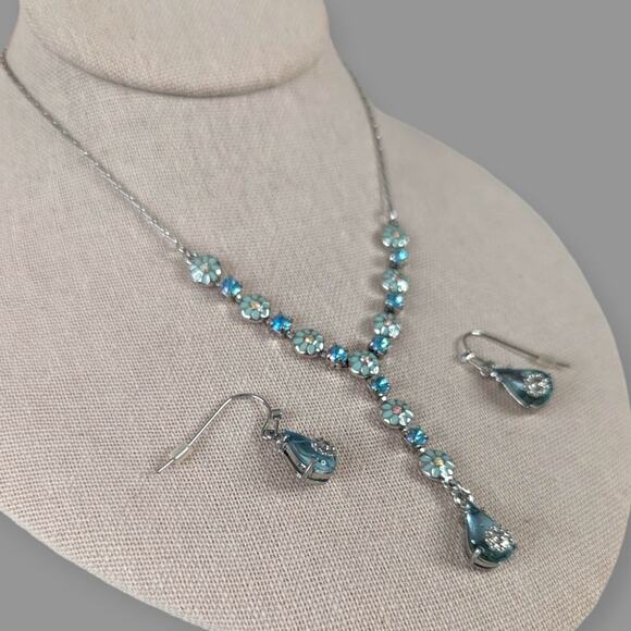 Y2K Avon NEW Crystalline Y-Drop Necklace & Earrings Set ~ Aurora Borealis - Picture 6 of 8